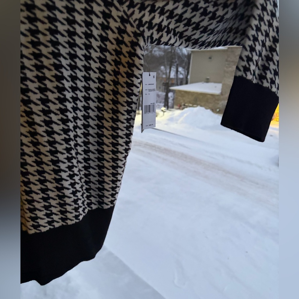 🆕🖤🤍 Liverpool Los Angeles Black White Houndstooth Colorblock Knit Sweater Size M - Picture 8 of 16
